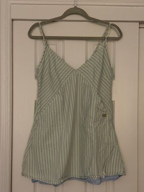 lunya Mint & Blue Striped Spaghetti-Strap Sleep Dress